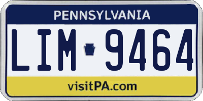 PA license plate LIM9464