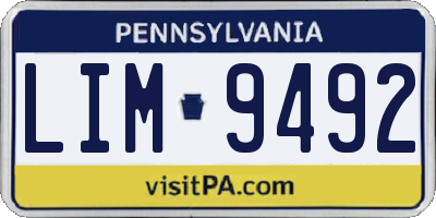 PA license plate LIM9492