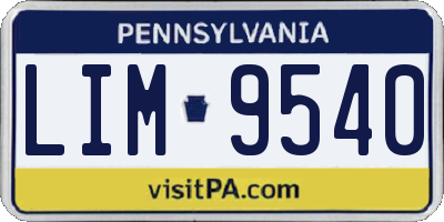 PA license plate LIM9540