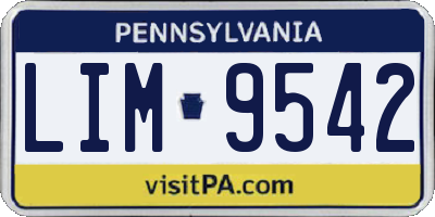 PA license plate LIM9542
