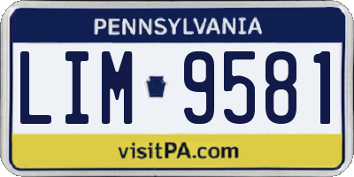 PA license plate LIM9581
