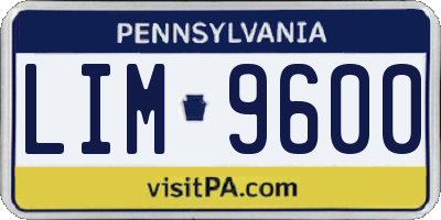 PA license plate LIM9600