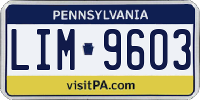 PA license plate LIM9603