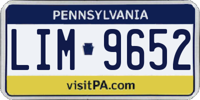 PA license plate LIM9652