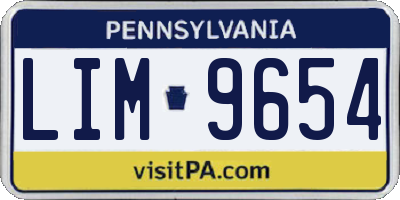 PA license plate LIM9654