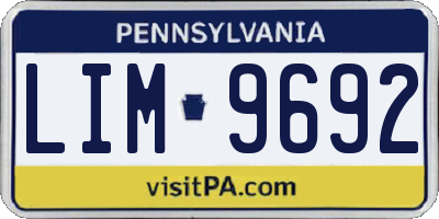 PA license plate LIM9692