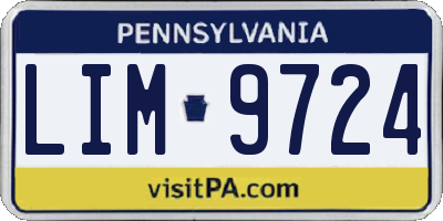 PA license plate LIM9724