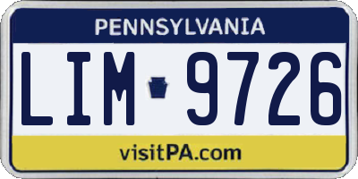 PA license plate LIM9726