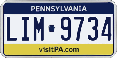 PA license plate LIM9734