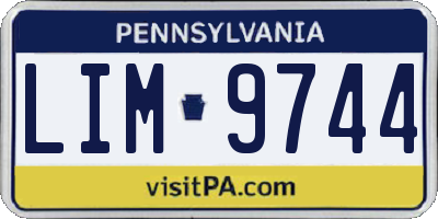 PA license plate LIM9744