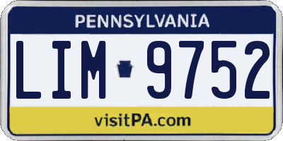 PA license plate LIM9752