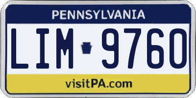 PA license plate LIM9760