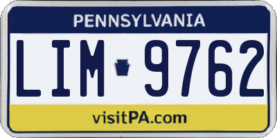 PA license plate LIM9762