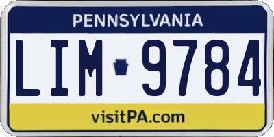PA license plate LIM9784