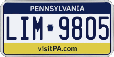 PA license plate LIM9805