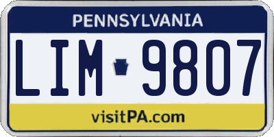 PA license plate LIM9807