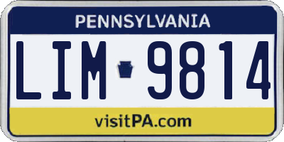 PA license plate LIM9814