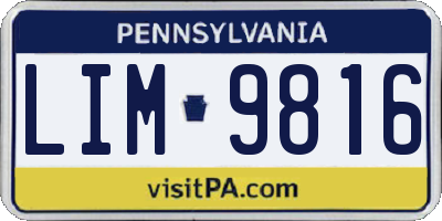 PA license plate LIM9816