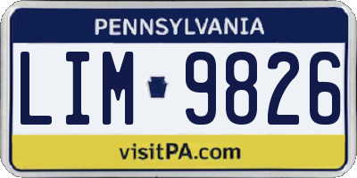 PA license plate LIM9826