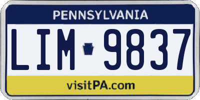 PA license plate LIM9837
