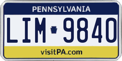 PA license plate LIM9840