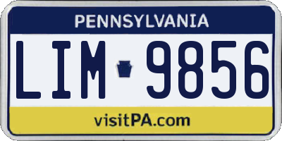 PA license plate LIM9856