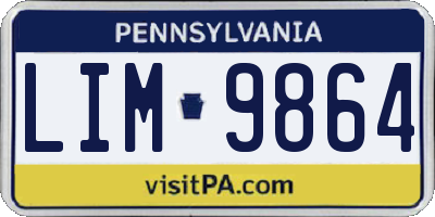PA license plate LIM9864