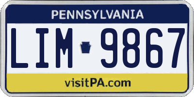 PA license plate LIM9867