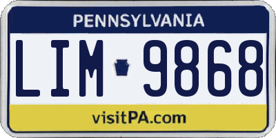 PA license plate LIM9868