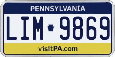 PA license plate LIM9869