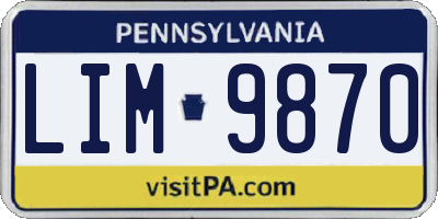 PA license plate LIM9870