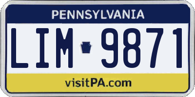 PA license plate LIM9871