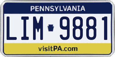 PA license plate LIM9881