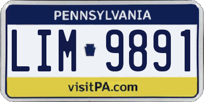 PA license plate LIM9891