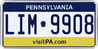 PA license plate LIM9908