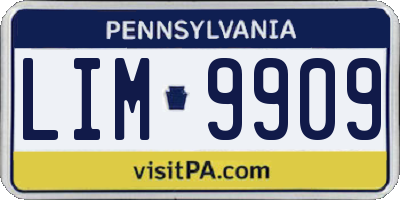PA license plate LIM9909