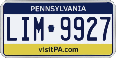 PA license plate LIM9927
