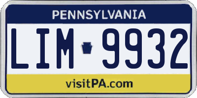 PA license plate LIM9932