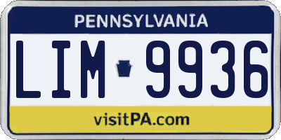 PA license plate LIM9936