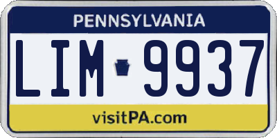 PA license plate LIM9937