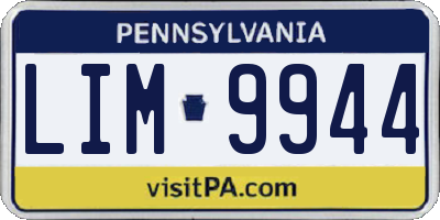 PA license plate LIM9944