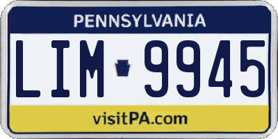 PA license plate LIM9945