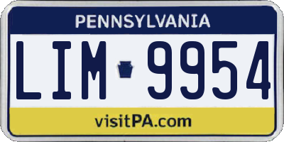 PA license plate LIM9954