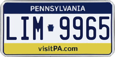 PA license plate LIM9965