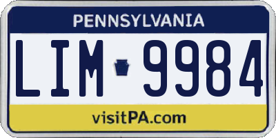 PA license plate LIM9984