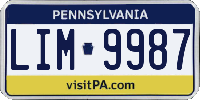 PA license plate LIM9987