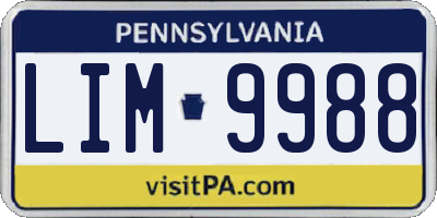 PA license plate LIM9988