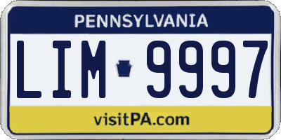 PA license plate LIM9997