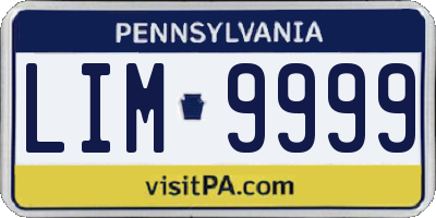 PA license plate LIM9999