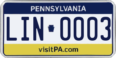 PA license plate LIN0003